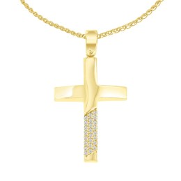 γυναικείος κίτρινος χρυσός σταυρός ζιργκόν ST11101092