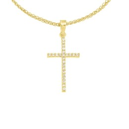 γυναικείος κίτρινος χρυσός σταυρός ζιργκόν ST11101097