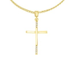 γυναικείος κίτρινος χρυσός σταυρός ζιργκόν ST11101099