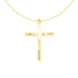 γυναικείος κίτρινος χρυσός σταυρός ζιργκόν ST11101101