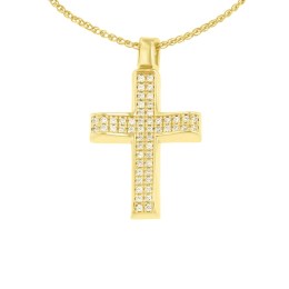 γυναικείος κίτρινος χρυσός σταυρός ζιργκόν ST11101114
