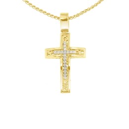 γυναικείος κίτρινος χρυσός σταυρός ζιργκόν ST11101115
