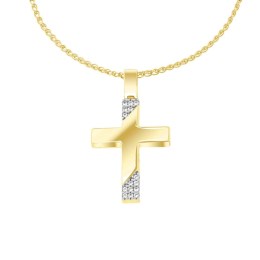 γυναικείος κίτρινος χρυσός σταυρός ζιργκόν ST11101153