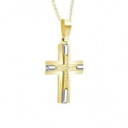 γυναικείος κίτρινος χρυσός σταυρός ζιργκόν ST11400072