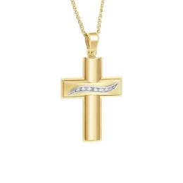 γυναικείος κίτρινος χρυσός σταυρός ζιργκόν ST11400075
