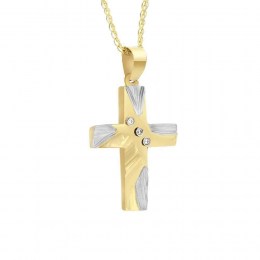 γυναικείος κίτρινος χρυσός σταυρός ζιργκόν ST11400349