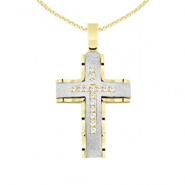γυναικείος κίτρινος χρυσός σταυρός ζιργκόν ST11400954