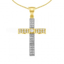 γυναικείος κίτρινος χρυσός σταυρός ζιργκόν ST11400959