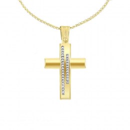 γυναικείος κίτρινος χρυσός σταυρός ζιργκόν ST12100968