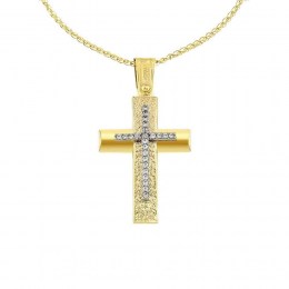 γυναικείος κίτρινος χρυσός σταυρός ζιργκόν ST12100971