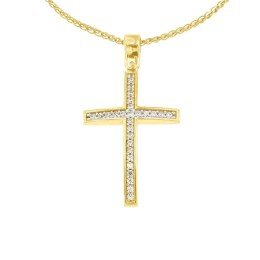 γυναικείος κίτρινος χρυσός σταυρός ζιργκόν ST12100989