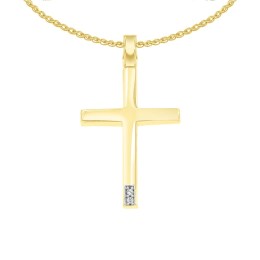 γυναικείος κίτρινος χρυσός σταυρός ζιργκόν ST12100991