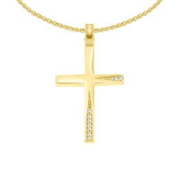 γυναικείος κίτρινος χρυσός σταυρός ζιργκόν ST12100999