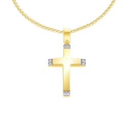 γυναικείος κίτρινος χρυσός σταυρός ζιργκόν ST12101006