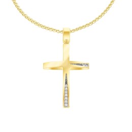 γυναικείος κίτρινος χρυσός σταυρός ζιργκόν ST12101012