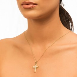 γυναικείος κίτρινος χρυσός σταυρός ζιργκόν ST11100467(a)