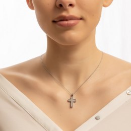γυναικείος λευκόχρυσος σταυρός διπλής όψης ST11200973(c)