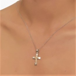 γυναικείος λευκόχρυσος σταυρός πεταλουδες ST11400266(b)