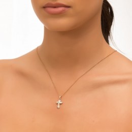 γυναικείος ροζ χρυσός σταυρός ζιργκόν ST11300221(a)
