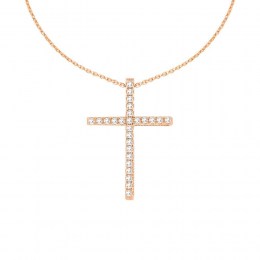 γυναικείος ροζ χρυσός σταυρός ζιργκόν ST11300786