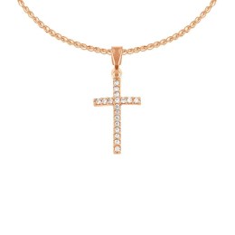 γυναικείος ροζ χρυσός σταυρός ζιργκόν ST11300795