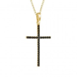 γυναικείος σταυρός κίτρινος χρυσός δύο όψεις ST11100189(a)