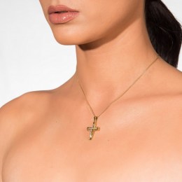 γυναικείος σταυρός κίτρινος χρυσός ζιργκόν ST11100291(a)
