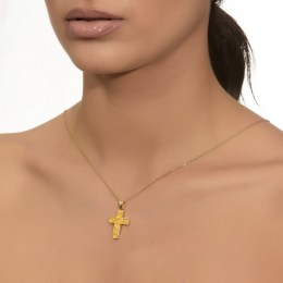 γυναικείος σταυρός κίτρινος χρυσός ζιργκόν ST11100752(a)