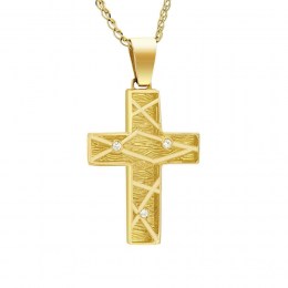 γυναικείος σταυρός κίτρινος χρυσός ζιργκόν ST11100752