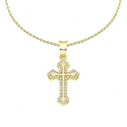 γυναικείος σταυρός κίτρινος χρυσός ζιργκόν ST11100798