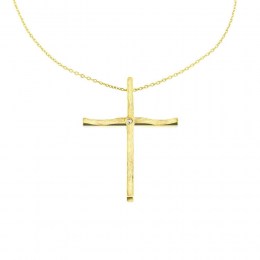 γυναικείος σταυρός κίτρινος χρυσός ζιργκόν ST11100929