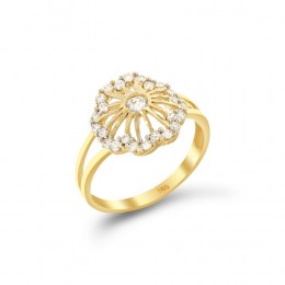 Γυναικείο κίτρινο χρυσό δαχτυλίδι λουλούδι D11100657