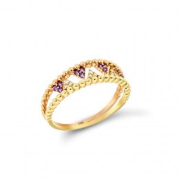 Γυναικείο ροζ χρυσό δαχτυλίδι ζιργκόν D11400007