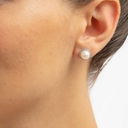 καρφωτά λευκόχρυσα σκουλαρίκια μαργαριτάρι SK11200557(b)