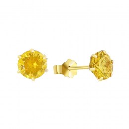κίτρινα χρυσά καρφωτά σκουλαρίκια ζιργκόν SK11100155