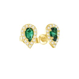 κίτρινα χρυσά σκουλαρίκια πράσινη πέτρα SK11100991