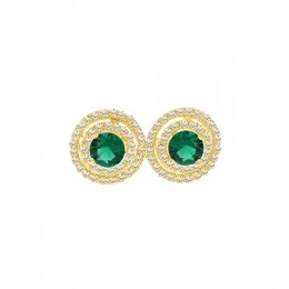 κίτρινα χρυσά σκουλαρίκια πράσινο ζιργκόν SK11100561