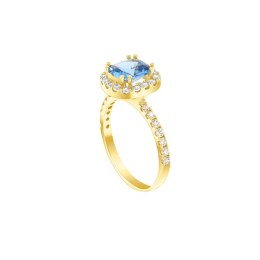 κίτρινο χρυσό δαχτυλίδι γαλάζιο ζιργκόν D11101000