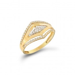 Κίτρινο χρυσό δαχτυλίδι γυναικείο ρόμβος D11100239