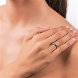 Κίτρινο χρυσό δαχτυλίδι γυναικείο ζιργκόν D11100490(b)