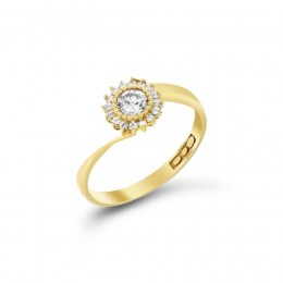 Κίτρινο χρυσό δαχτυλίδι γυναικείο λουλούδι D11100311
