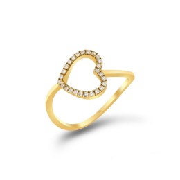 Κίτρινο χρυσό δαχτυλίδι καρδιά ζιργκόν D11100508