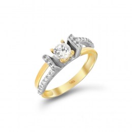 Κίτρινο χρυσό δαχτυλίδι μονόπετρο ζιργκόν D11400343