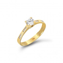 Κίτρινο χρυσό δαχτυλίδι μονόπετρο ζιργκόν D11100220