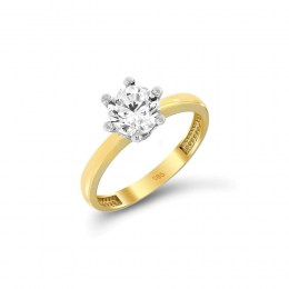 Κίτρινο χρυσό δαχτυλίδι μονόπετρο ζιργκόν D11400214