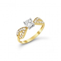 Κίτρινο χρυσό δαχτυλίδι μονόπετρο ζιργκόν D11400297