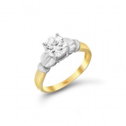 Κίτρινο χρυσό δαχτυλίδι μονόπετρο ζιργκόν D11400301