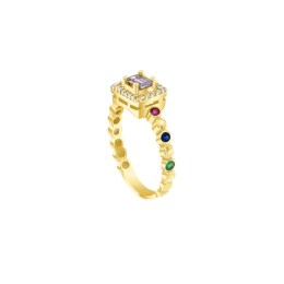 κίτρινο χρυσό δαχτυλίδι πολύχρωμα ζιργκόν D11101002