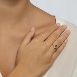 Κίτρινο χρυσό δαχτυλίδι ροζέτα ζιργκόν D11100693(b)