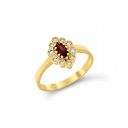 Κίτρινο χρυσό δαχτυλίδι ροζέτα ζιργκόν D11100693